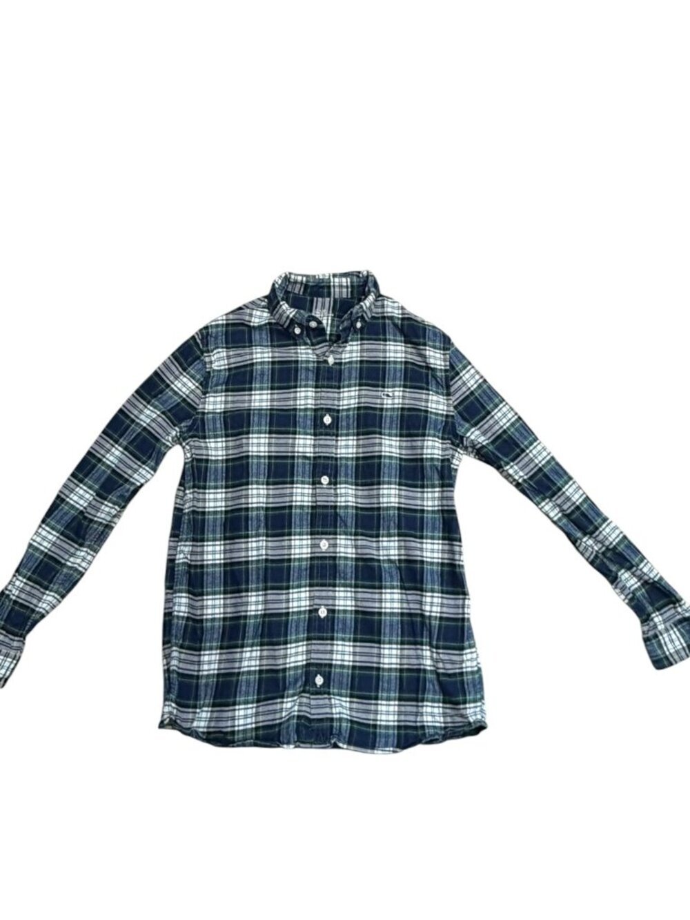 EUC Vineyard Vines Boys Whale Shirt Plaid Flannel Button Down XL 16